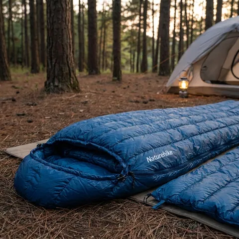 Спальний мішок з натуральним пухом Naturehike CWM295 CNK2300SD013, блакитний