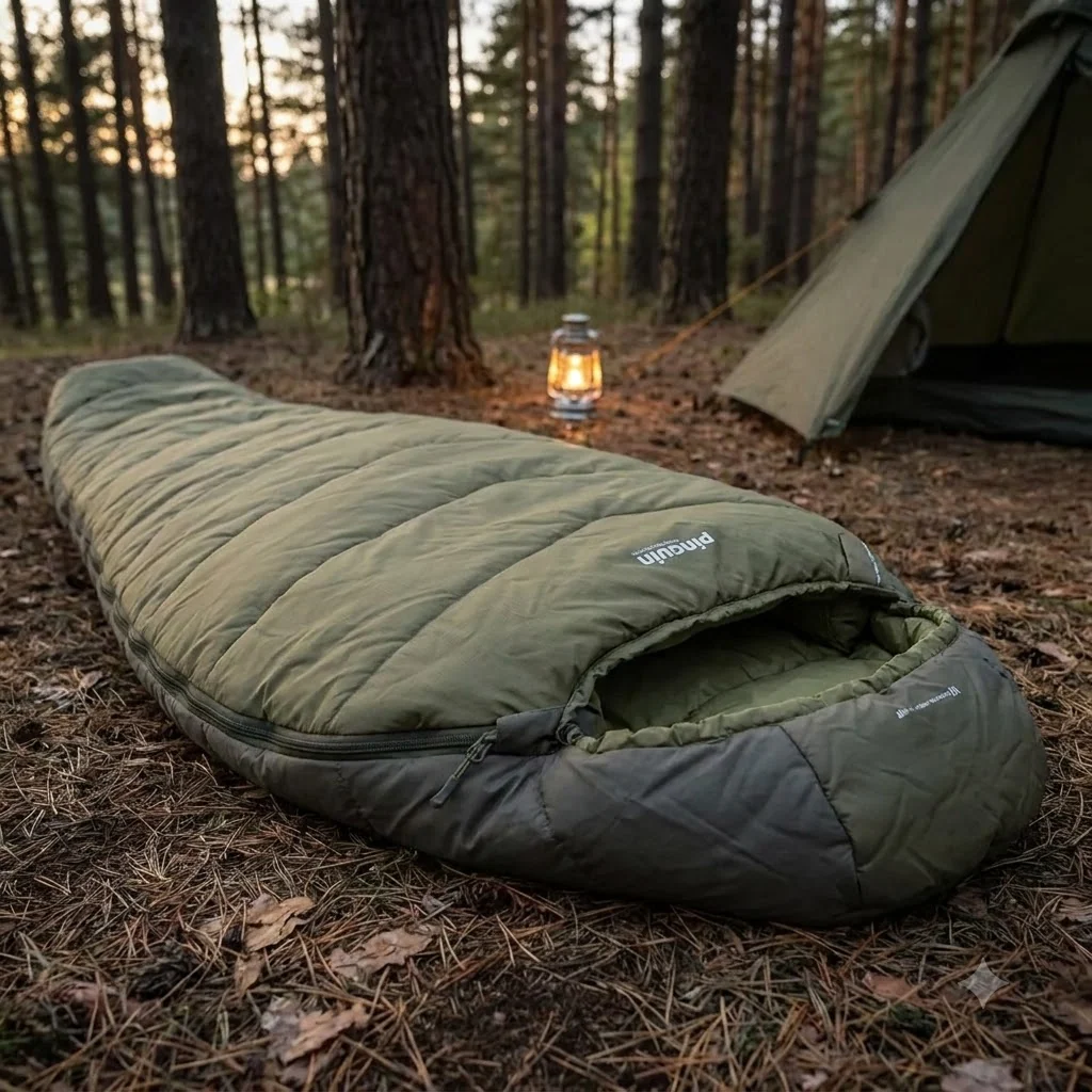 Лівостороній спальний мішок Pinguin Trekking PFM (1/-5°C), 175 см — Хакі