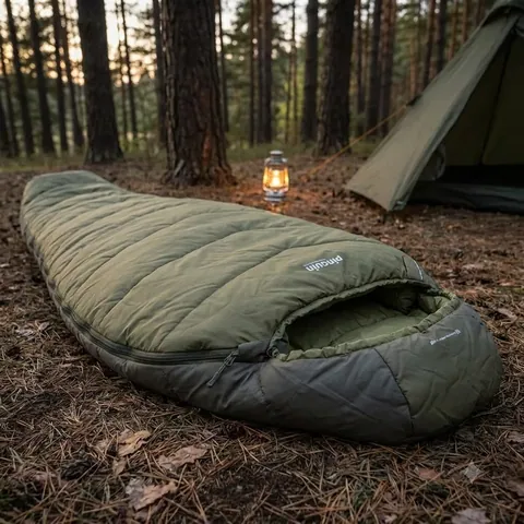 Лівостороній спальний мішок Pinguin Trekking PFM (1/-5°C), 175 см — Хакі