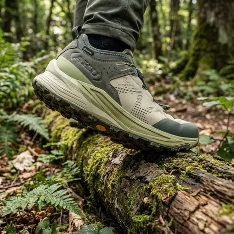 Чоловічі кросівки AKU Omnia V-Light GTX для хайкінгу та міста, бежево-зелені — фото 3