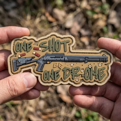 ПВХ Патч (шеврон) «One Shot - One Drone» (койот) — фото 3