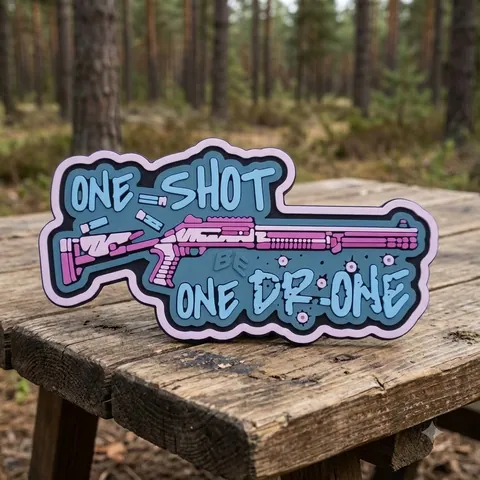 ПВХ Патч (шеврон) «One Shot - One Drone» (синій) — фото 1