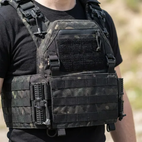 Комплект бронезахисту Kiborg GU gen.2 + плити NIJ IV + пакети Militex 2 класу — Чорний Мультикам — фото 3