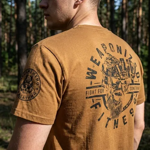 Футболка з принтом Weaponized Fitness Необмежено придатний кулір шовкографія койот — фото 3