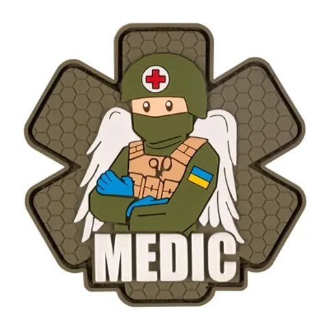 ПВХ патч (шеврон) "Військовий медик" олива — фото 2