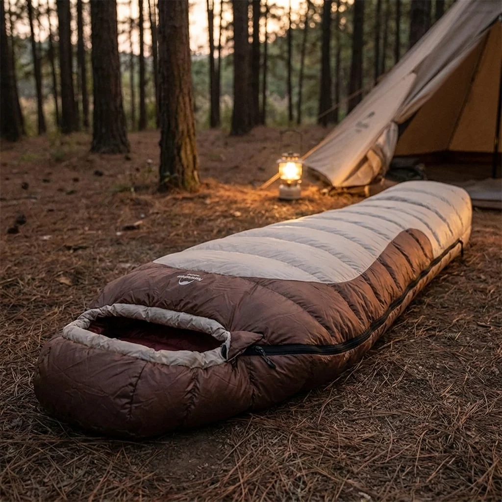 Спальник з натуральним пухом Naturehike Snowbird NH20YD001,p-р L, коричневий 560 г