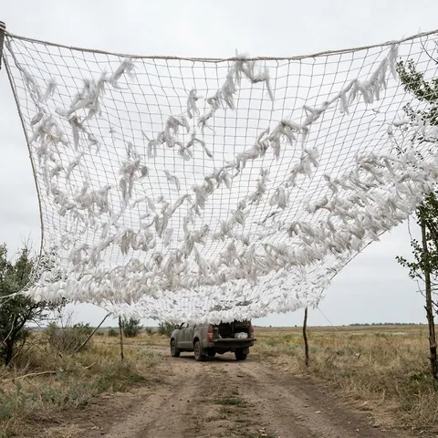 Антидронова сітка (6×6 м) вічко 50 мм, нитка 1,8 мм, біла міцна сітка для захисту техніки та позицій