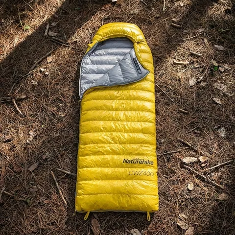 Спальник з натуральним пухом Naturehike CWZ400 NH19W400-Z, (7°C), p-р L, жовтий — фото 3
