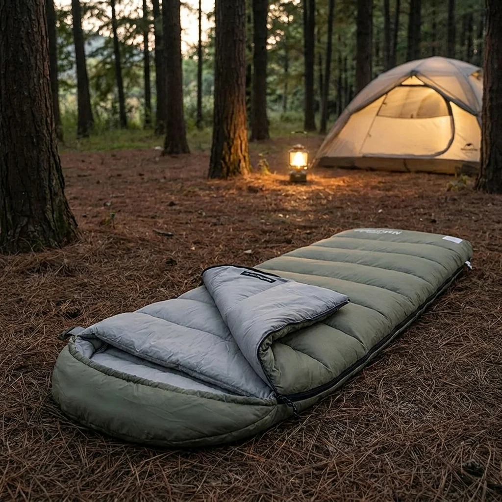 Спальник з капюшоном із звичайним мішком для зберігання Naturehike M400 CNK2350WS023, (1°C), правий, зелений
