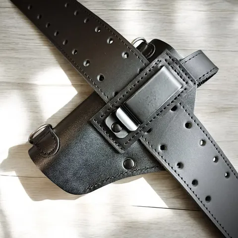 Шкіряна оперативна кобура під Glock 17 | із кліпсою| чорна — фото 4