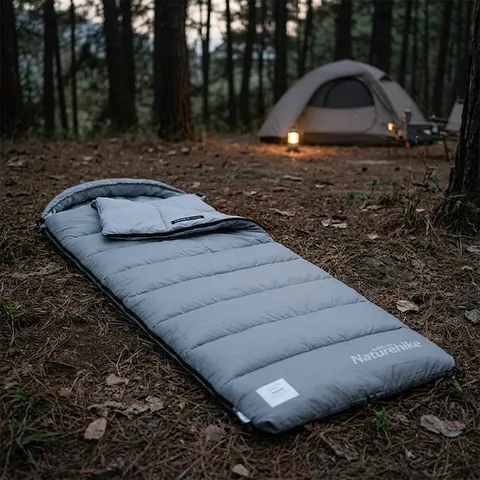 Спальний мішок з капюшоном із звичайним мішком для зберігання Naturehike M300 CNK2350WS023, сірий, лівий