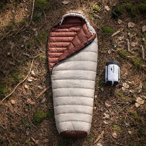 Спальник з натуральним пухом Naturehike Snowbird NH20YD001,p-р L, коричневий 560 г — фото 3