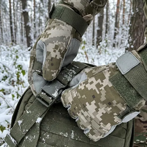 Тактичні утепленні зимові рукавиці Softshell піксель