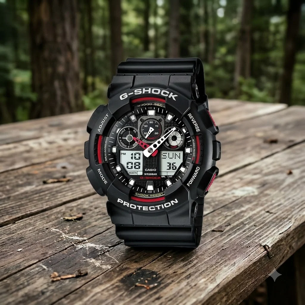 Годинник Casio G-SHOCK GA-100 - чорний/червоний