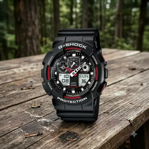 Годинник Casio G-SHOCK GA-100 - чорний/червоний