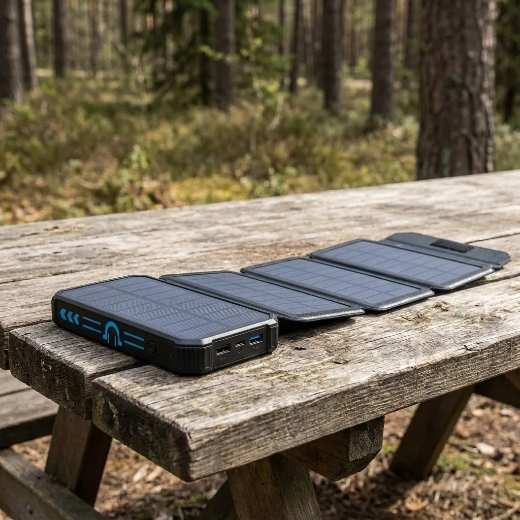 Повербанк 20000mAh з сонячною панеллю портативний