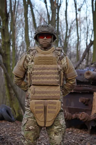 Захист паху (напашник) потрійний Kiborg з балістичним пакетом 1 клас захисту Militex Coyote — фото 10