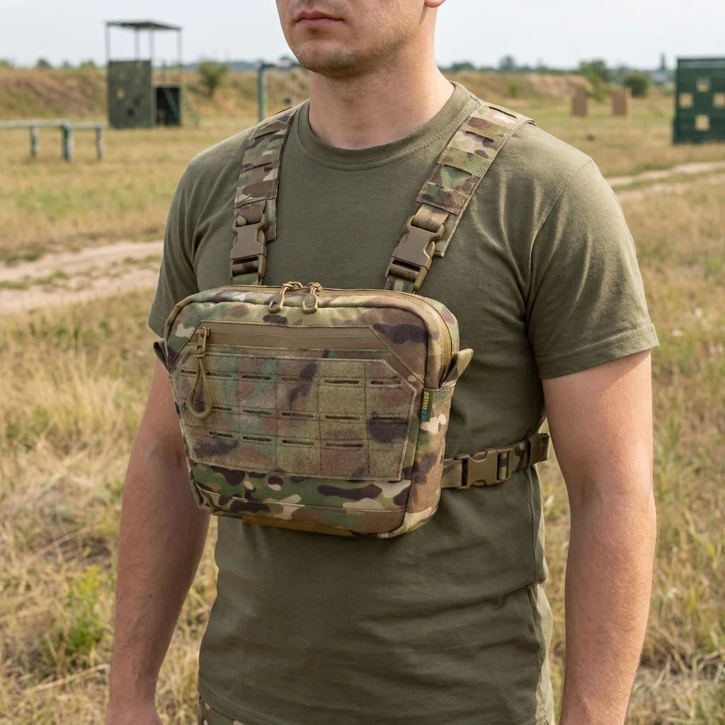 Сумка-напашник M Kiborg з балістичним пакетом 2 клас захисту PE Militex GU Сordura Multicam