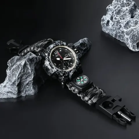 Чоловічий водостійкий тактичний годинник Besta Life Pro Grey з компасом — фото 6