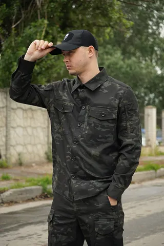 Сорочка тактична Operator 5 Twill чорний мультикам на ґудзиках — фото 8