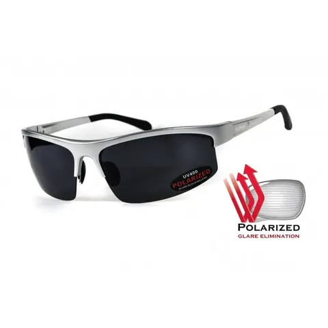 Окуляри поляризаційні BluWater Alumination-5 Silver Polarized (gray) чорні в сріблястій оправі, Сірий — фото 2