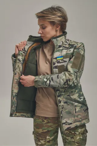 Зимова утеплена жіноча FS куртка-трансформер Soft Shell 2в1, мультикам — фото 10
