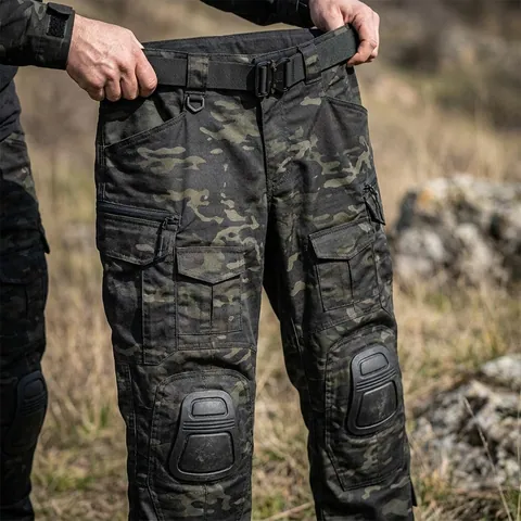 Тактичні штани Герць 2.0 Twill з посиленими колінами та системою кишень, чорний мультикам — фото 3