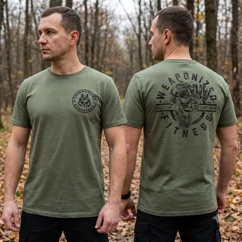 Футболка з принтом Weaponized Fitness Необмежено придатний кулір шовкографія хакі