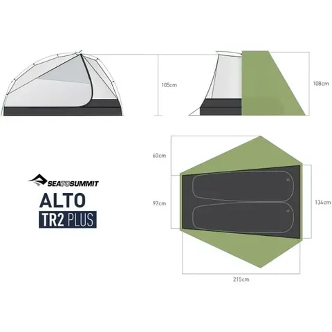 Намет двомісний Sea to Summit Alto TR2 Plus, Fabric Inner, Sil/PeU Fly, NFR, Green (STS ATS2039-02170406) — фото 4