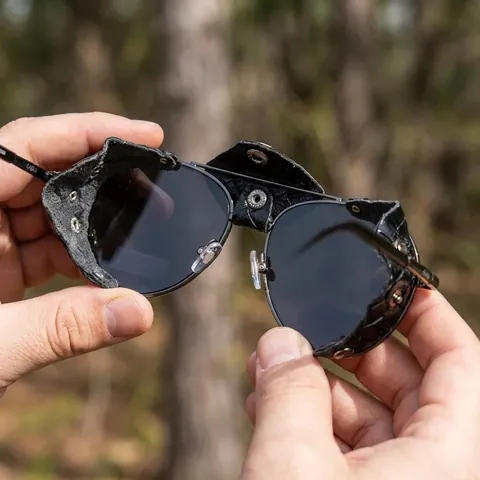 Окуляри захисні Global Vision Aviator-5 GunMetal (gray), сірі в темній оправі зі з'ємним ущільнювачем із синтетичної "шкіри", Чорний — фото 3