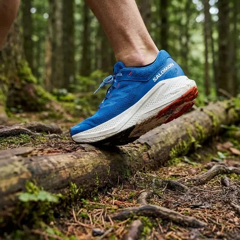 Чоловічі бігові кросівки Salomon Aero Glide 3 для асфальту, сині з білим та червоним — фото 3
