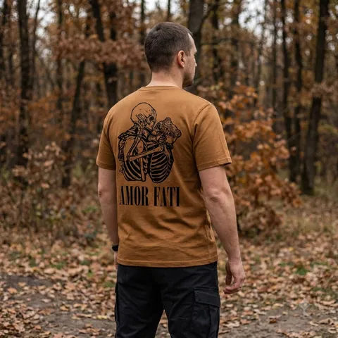 Футболка з принтом Amor Fati кулір шовкографія койот
