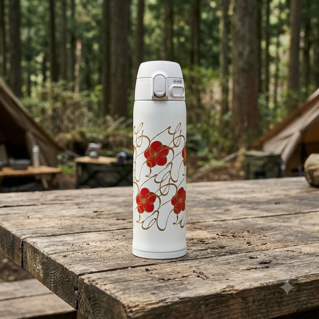 Термокухоль Zojirushi SM-TAE48SAWJ з візерунком Ichimatsu Moyo 480 мл Білий