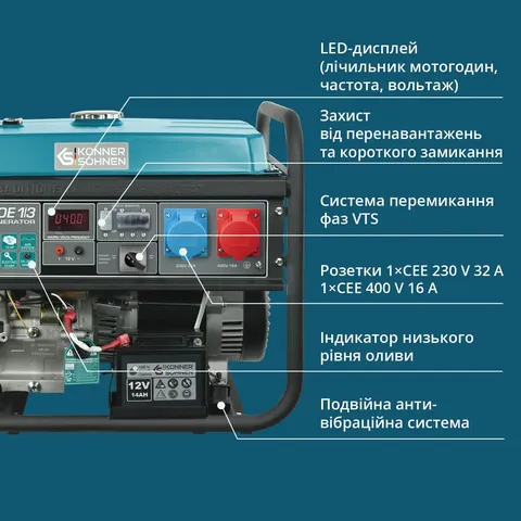 Бензиновий генератор «Könner & Söhnen» KS 7000E 1/3 — фото 5