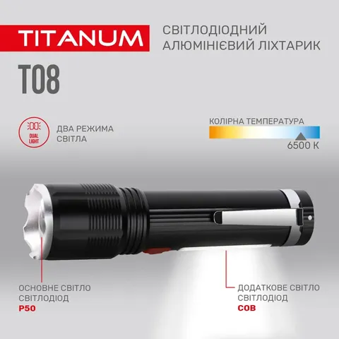 Портативний світлодіодний ліхтарик TITANUM TLF-T08 700Lm 6500K — фото 8