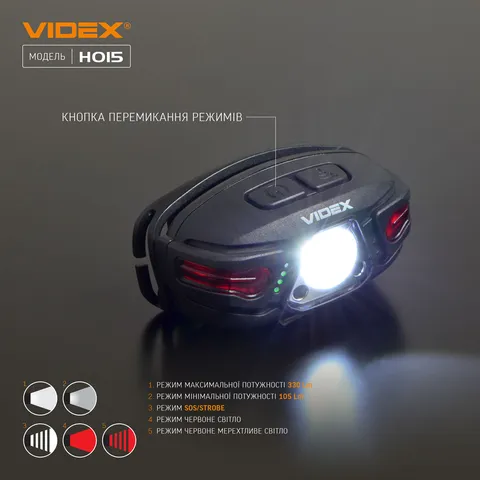 Налобний світлодіодний ліхтарик VIDEX VLF-H015 330Lm 5000K — фото 7