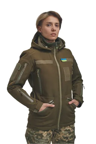 Зимова утеплена жіноча FS куртка-трансформер Soft Shell 2в1, хакі — фото 2