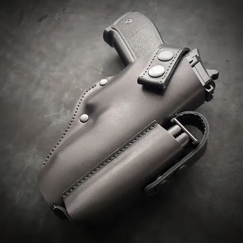 Шкіряна кобура поясна під SIG Sauer P226, чорна на скобі — фото 2