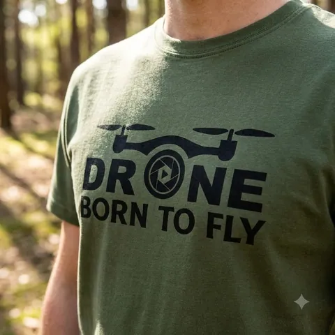 Футболка з принтом Drone born to Fly кулір шовкографія хакі — фото 3