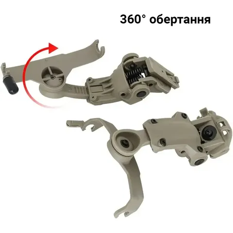 Кріплення для навушників Peltor Comtac на рейки ARC - NeckFlip Helmet Rail Mount Kit (TAN) — фото 2