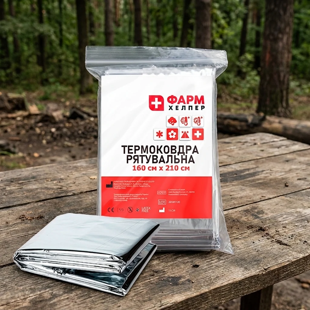 Термоковдра рятувальна 160cm x 210cm Срібло/Срібло
