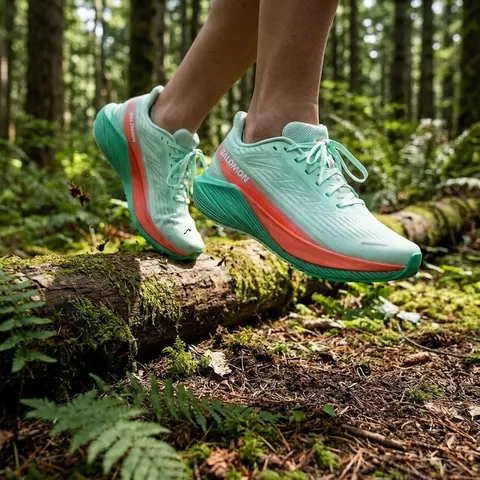 Жіночі бігові кросівки Salomon Aero Blaze 2 для асфальту та тренувань, блакитні з червоним та зеленим — фото 3