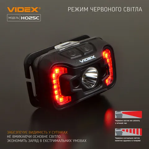 Налобний світлодіодний ліхтарик VIDEX VLF-H025C 310Lm 5000K — фото 10