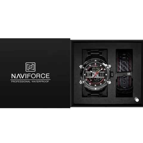 Чоловічий тактичний годинник Naviforce Set Present подарунковий набір, 2 ремінці — фото 3