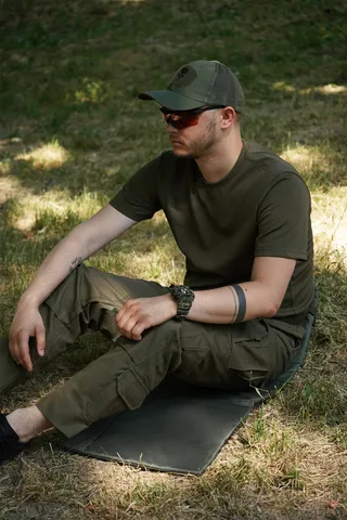 Килимок п'ятиточка для сидіння хакі трьохсекційний Kiborg П-3 Оксфорд — фото 12