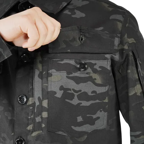 Сорочка тактична Operator 5 Twill чорний мультикам на ґудзиках — фото 6