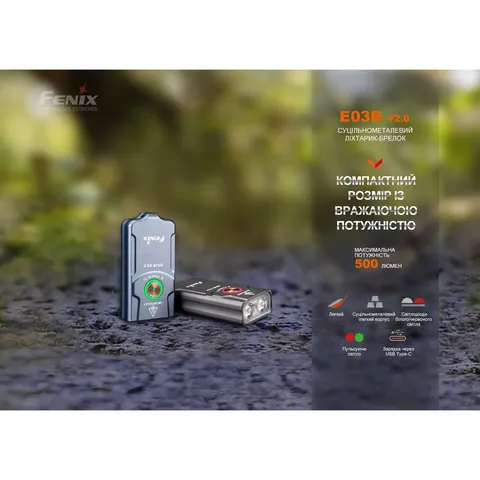 Ліхтар наключний Fenix E03R V2.0, синій — фото 6