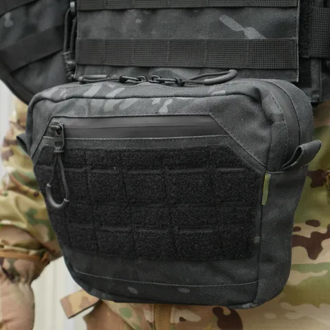 Сумка-напашник M Kiborg з балістичним пакетом 1 клас захисту Militex GU Сordura Black Multicam — фото 11