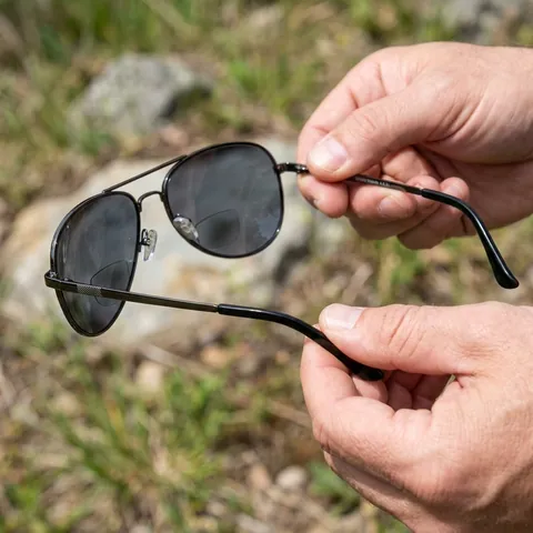Окуляри біфокальні (захисні) Global Vision Aviator Bifocal (+2.0) (gray), чорні біфокальні лінзи в металевій оправі, Чорний — фото 3