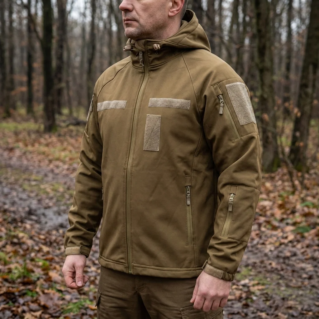 Куртка Windproof Softshell вітрозахисна (койот), водостійка, фліс 320 г/м²